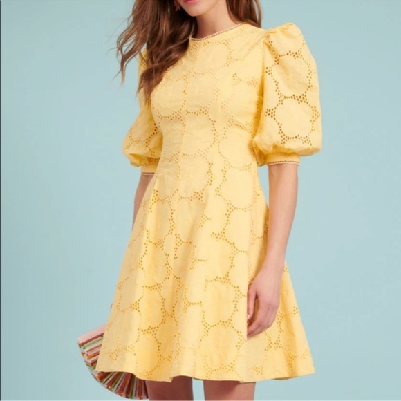 Rachel Parcell Dresses & Skirts - Rachel Parcell Buttercup Yellow Eyelet Puff Sleeve Dress